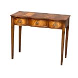 A Hepplewhite style mahogany side table with 3 drawers. 94x49x78cm