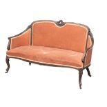 A Late 19th Century / Early 20th Century mahogany sofa on Cabriole legs. 138x67x89cm