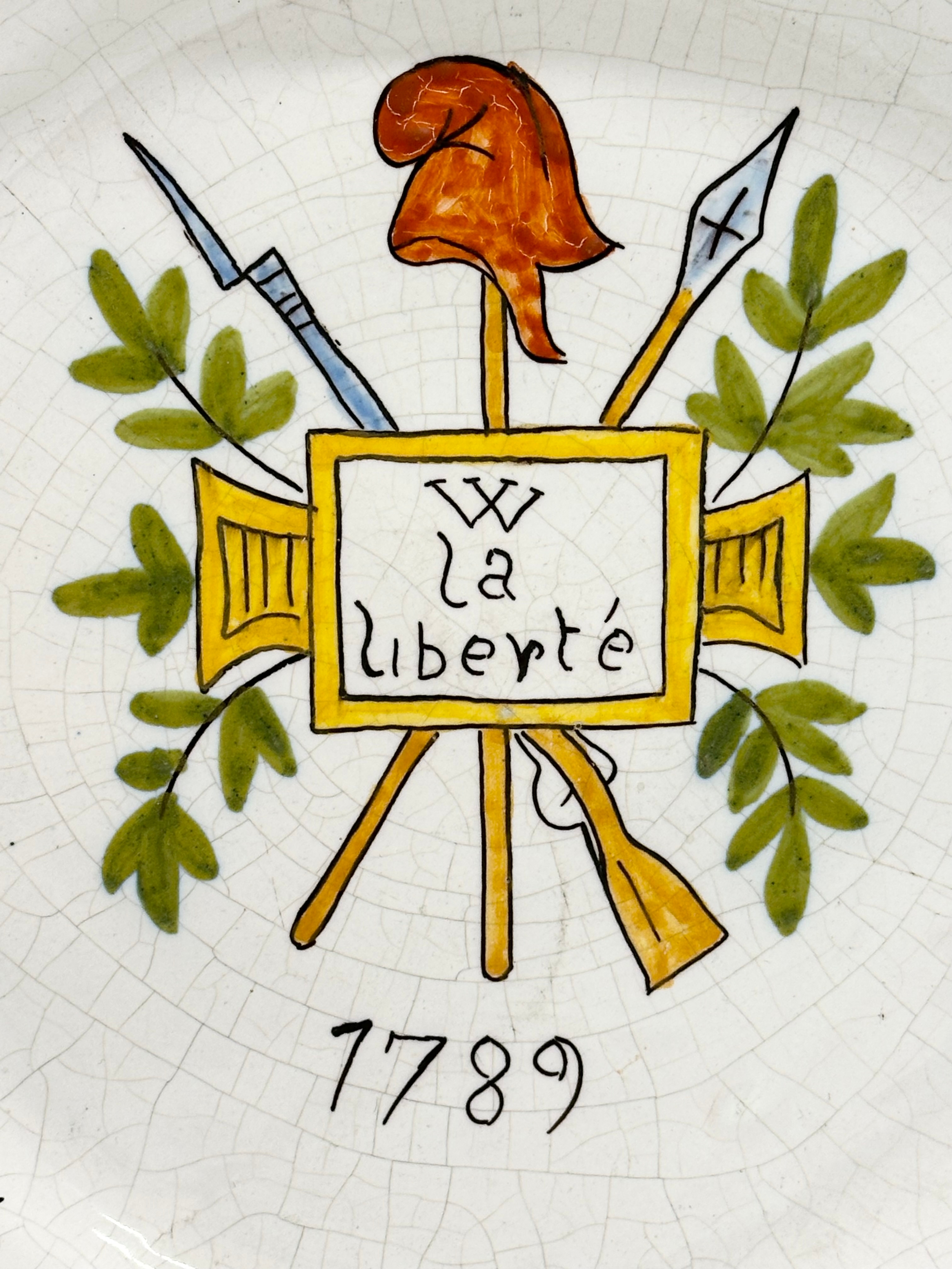 An Early 20th Century French enamelled plate depicting the French Revolution. La Liberte 1789. 23cm - Image 2 of 3