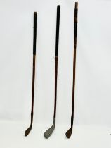 3 Early 20th Century Hickory gold clubs.