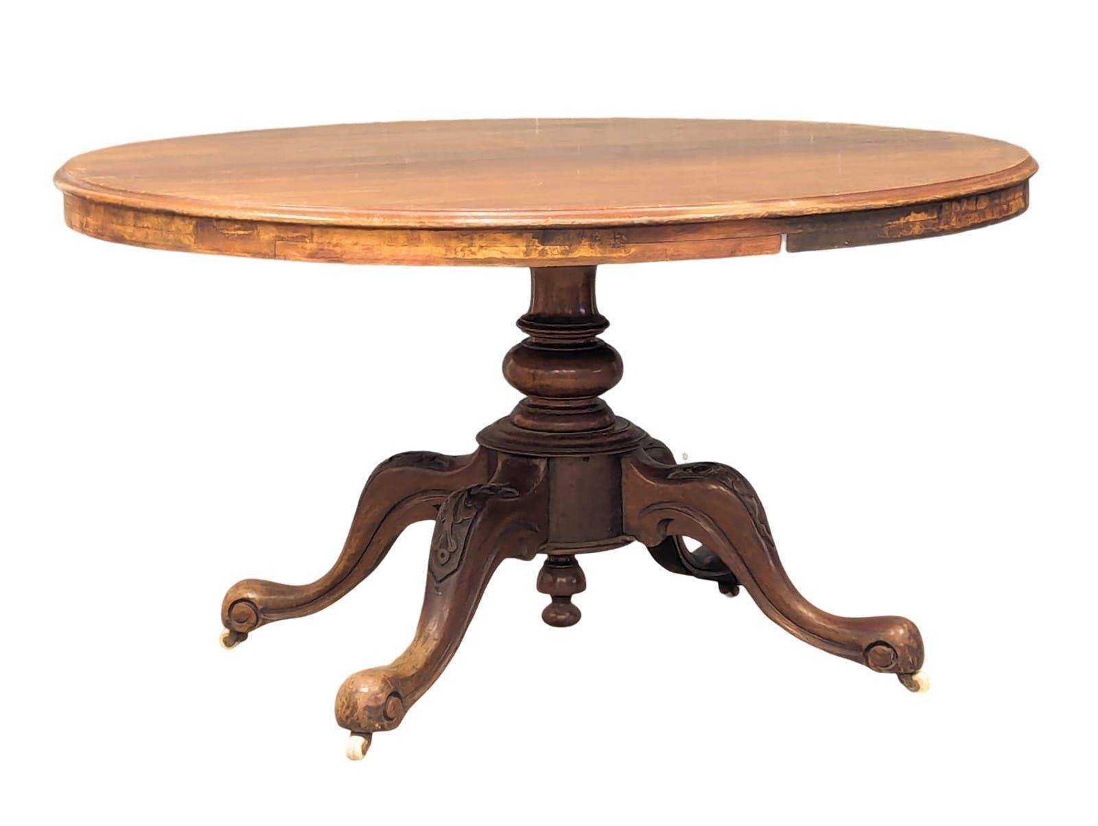 A mid 19th Century mahogany breakfast table on cabriole legs, 133cm x 103cm x 69cm - Image 7 of 7