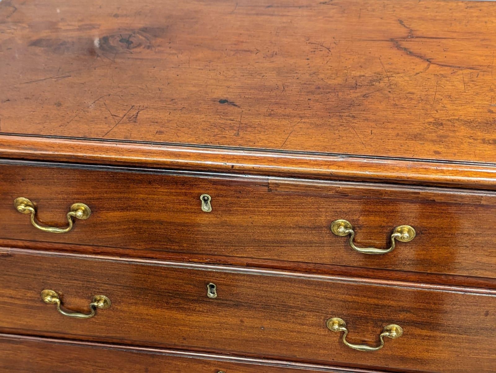 A tall good quality George III 18th Century mahogany chest of drawers on bracket feet, circa 1760- - Image 2 of 6