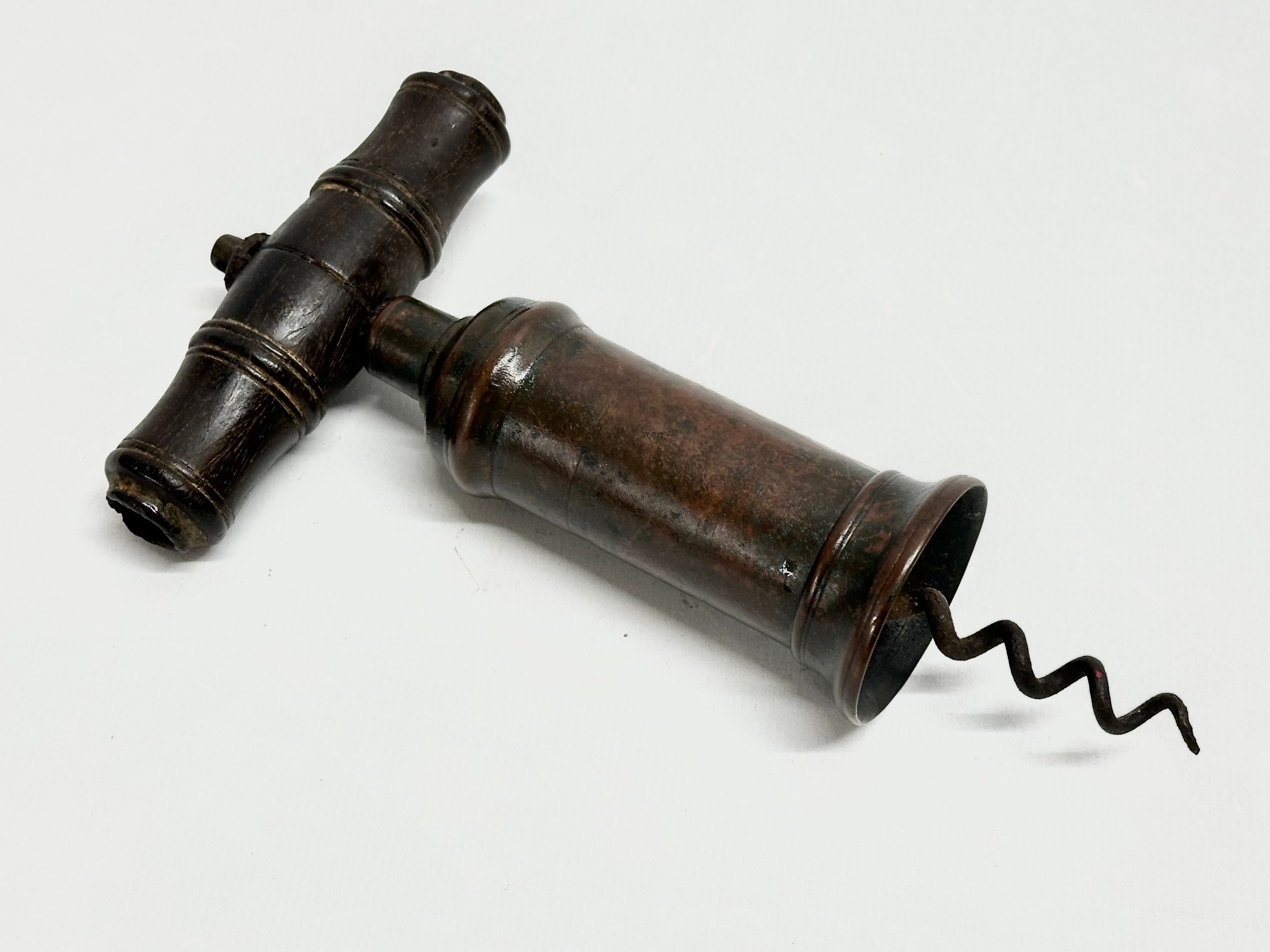 A good collection of 19th Century corkscrews with turned handles. A large barrel shaped corkscrew - Image 8 of 9