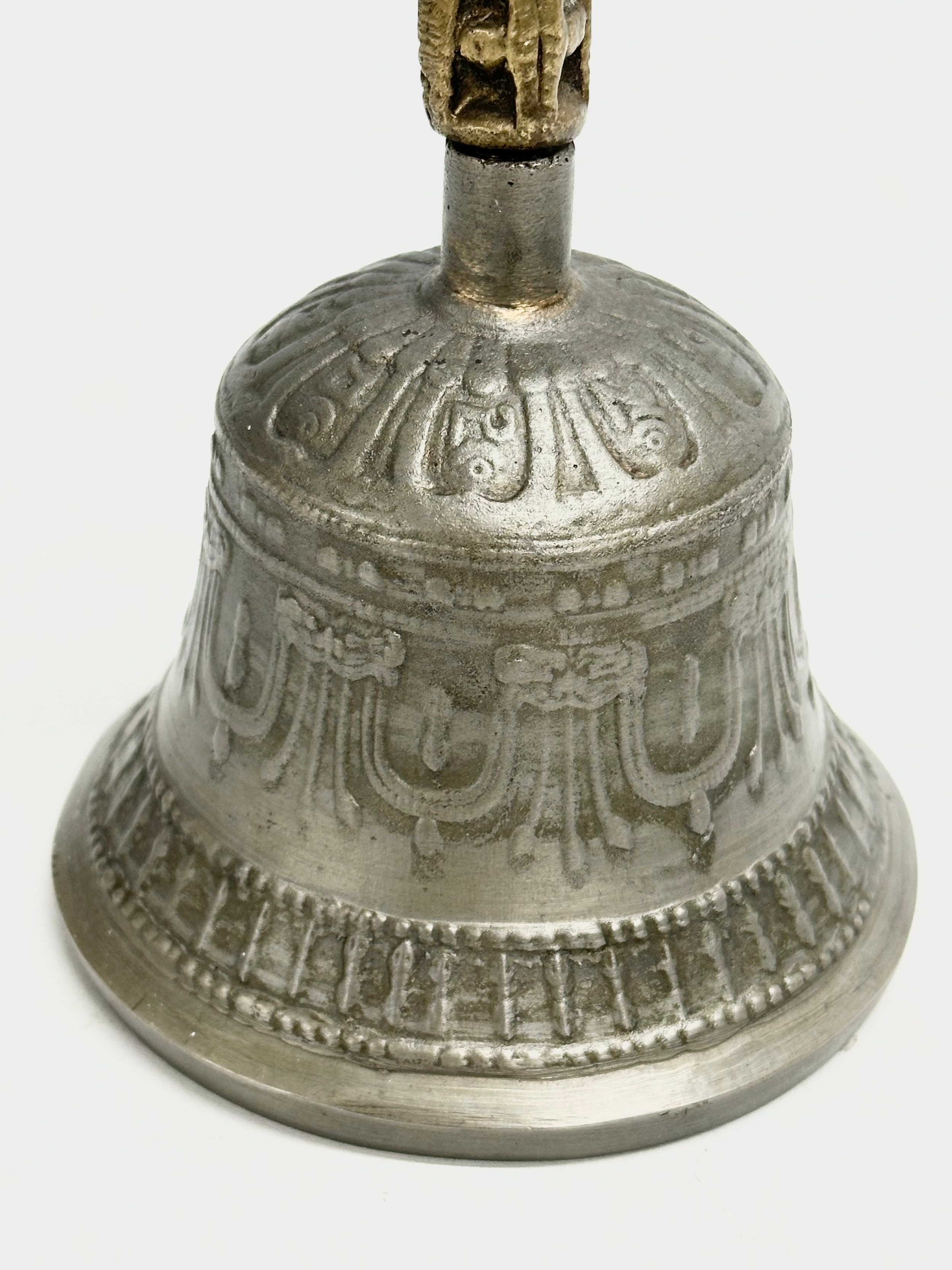 2 Late 19th Century brass and pewter bells. 16cm - Image 5 of 8