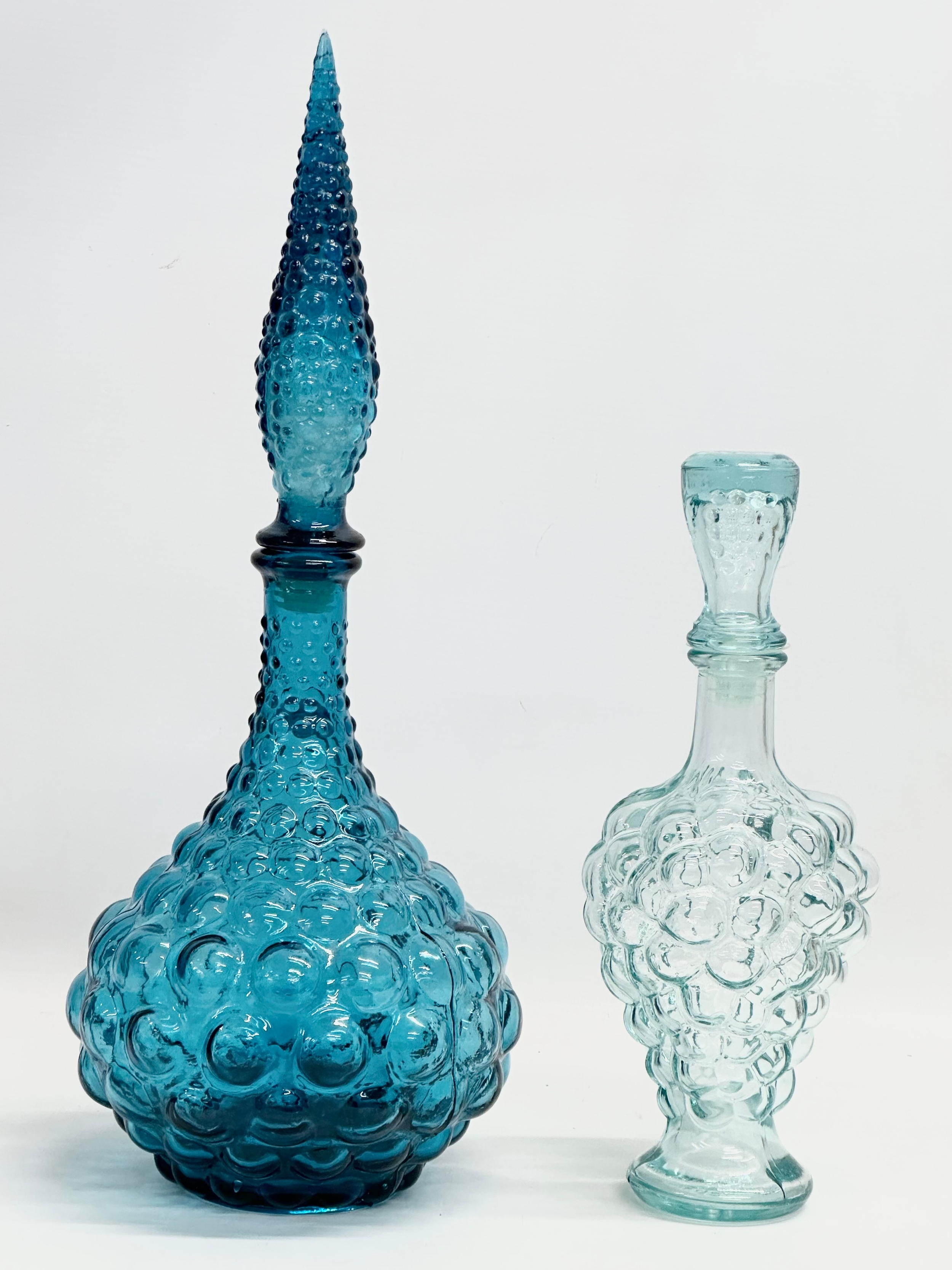 2 Mid Century Empoli Italian genie decanters. 41cm