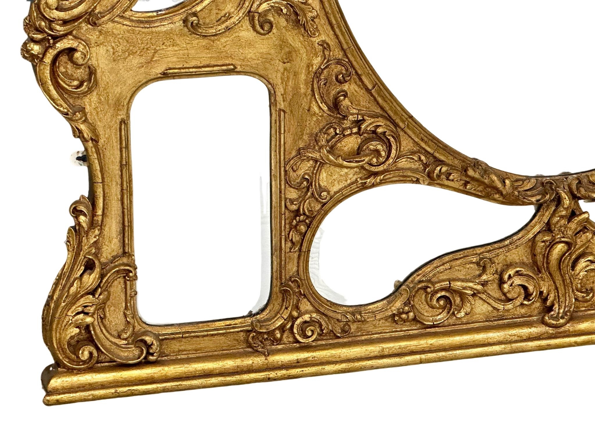 A large Early/Mid 19th Century Rococo gilt framed over-mantle mirror. 140x147cm - Image 5 of 5