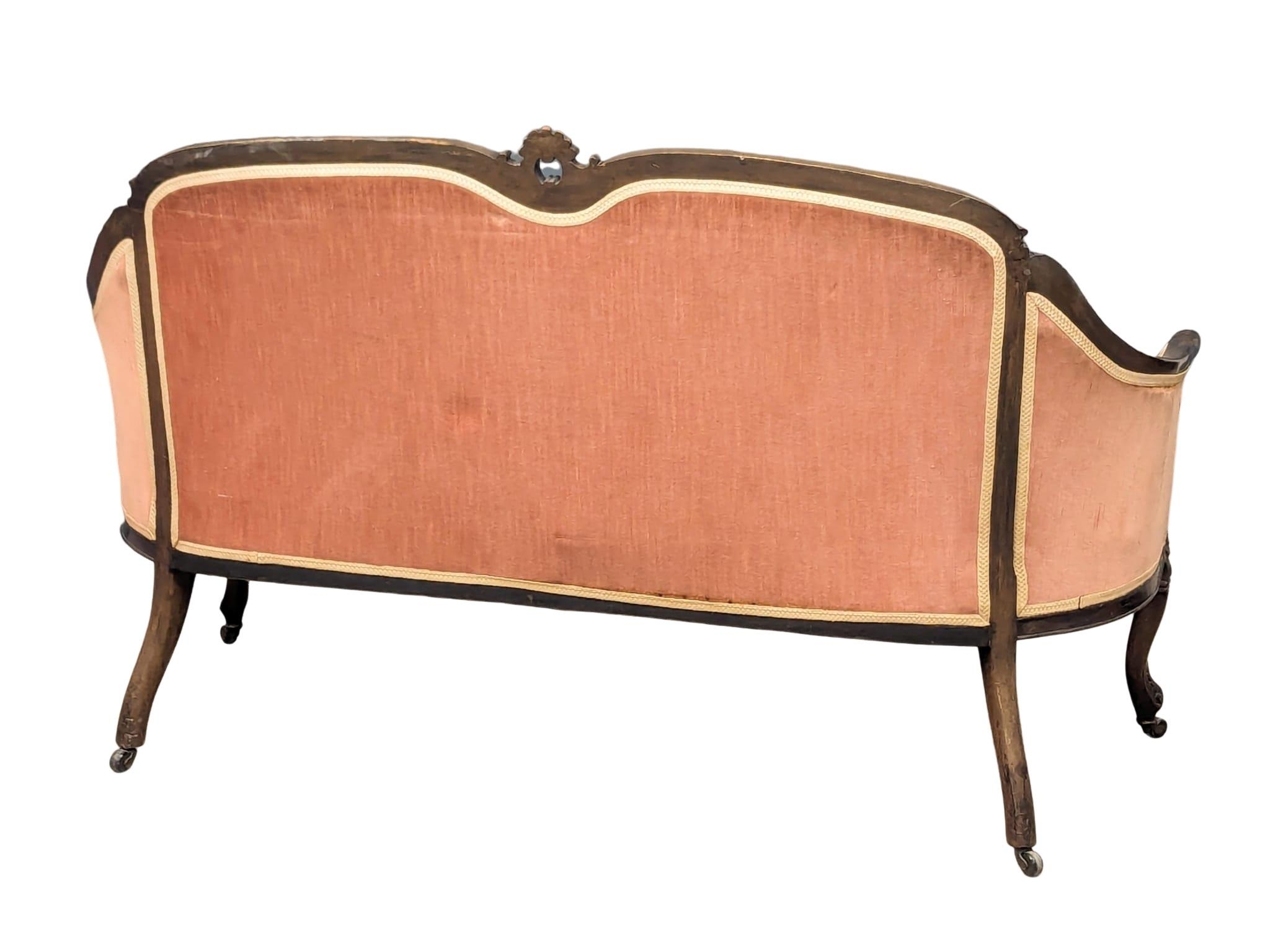 A Late 19th Century / Early 20th Century mahogany sofa on Cabriole legs. 138x67x89cm - Image 3 of 8