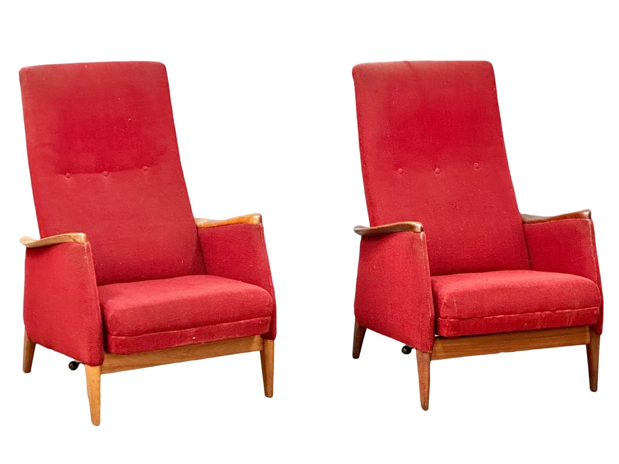 A pair of Norwegian Mid Century teak framed reclining armchairs. Norsk pat. Possibly designed by - Image 12 of 12