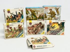 7 boxes of vintage Airfix HO-OO scale soldiers. Airfix WWII Ghurkas. 2 Airfix Australian Infantry.