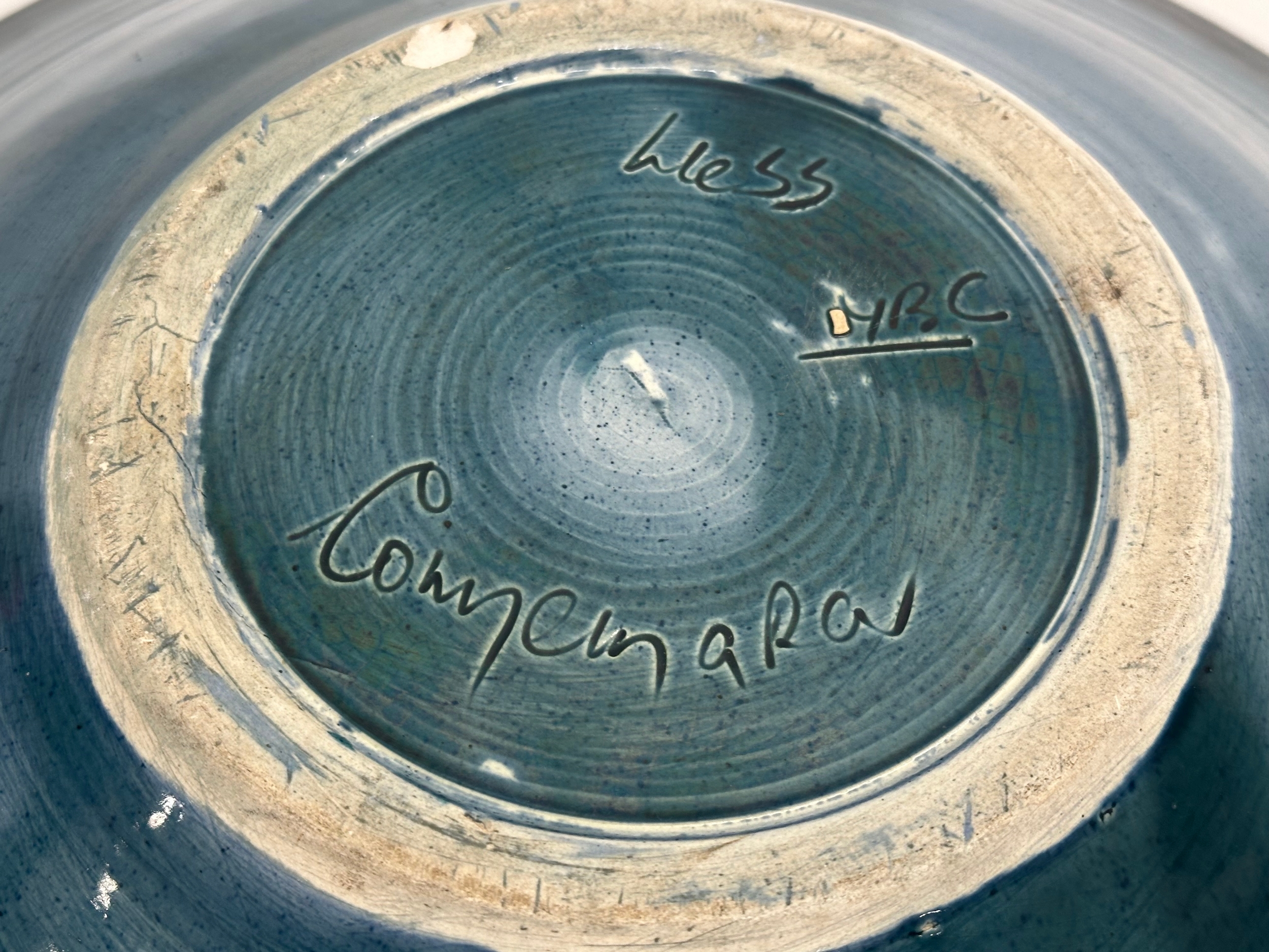 A large signed glazed stoneware bowl. 40x9cm - Image 2 of 2