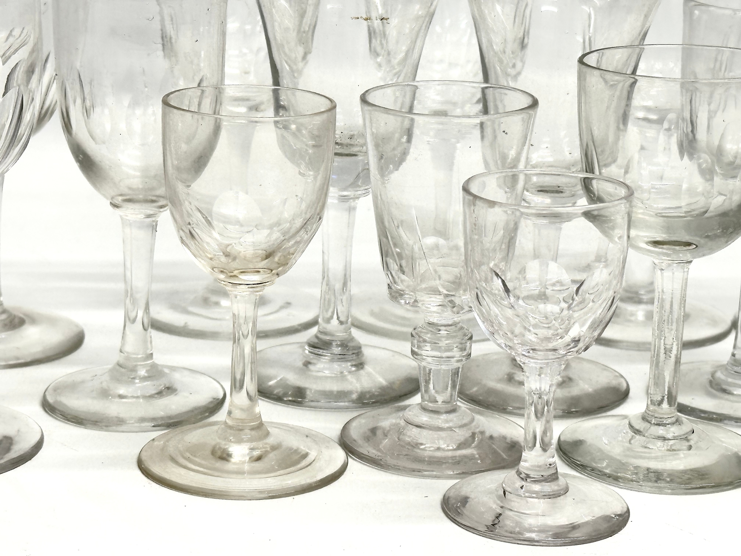 A collection of Mid/Late 19th Century Victorian slice lens cut drinking glasses. 13cm. 12cm. 11cm. - Image 3 of 9