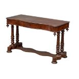 A Victorian mahogany serpentine front side table with drawer. Circa 1840-1850. 116x52x70