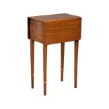 An Edwardian inlaid mahogany drop down storage table. 44x29x74cm