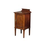 An Edwardian inlaid mahogany bedside locker in the Sheraton style, 42cm x 40cm x 76cm