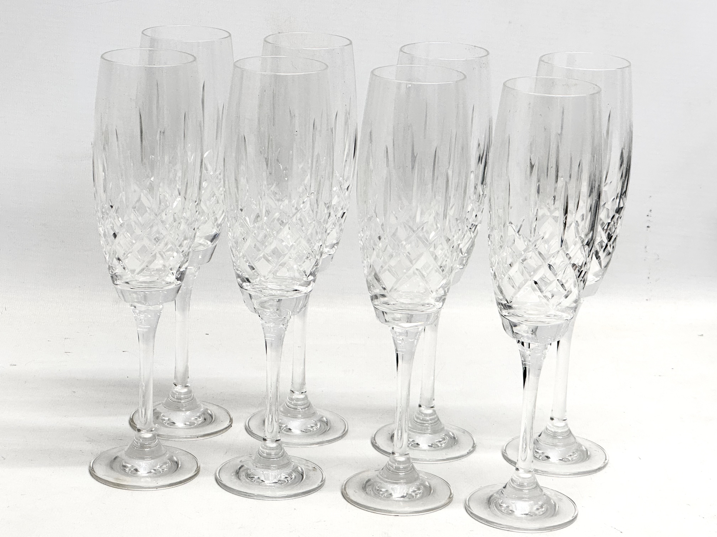 A set of 8 crystal champagne glasses with 5 matching whiskey glasses. 22cm. - Image 3 of 3