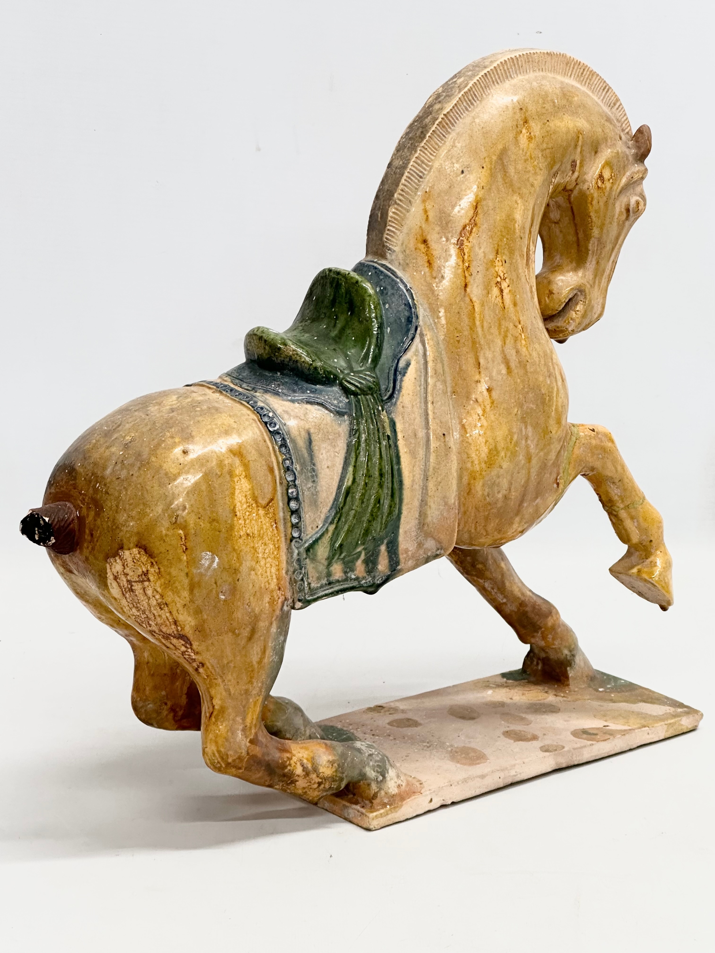 A 19th Century Chinese Tang glazed terracotta horse. 36x36cm - Image 7 of 9