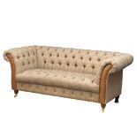 A Harris Tweed deep button Chesterfield sofa. 196cm