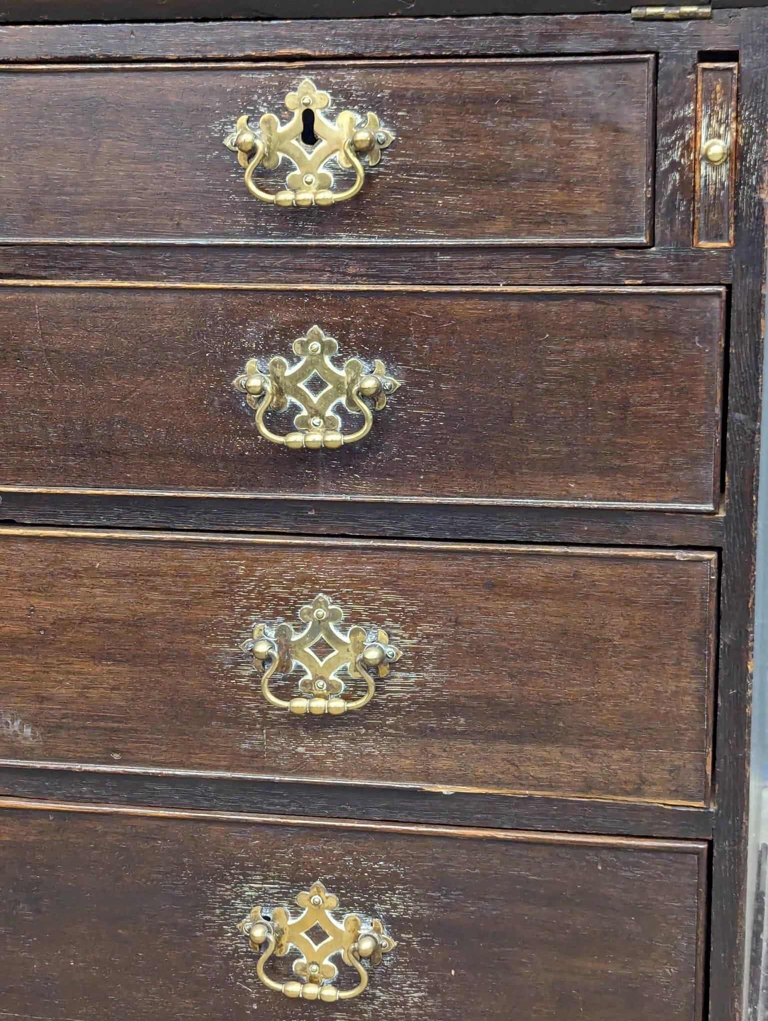 A George III oak writing bureau. Circa 1760-1780. 94x55x106cm - Image 7 of 10