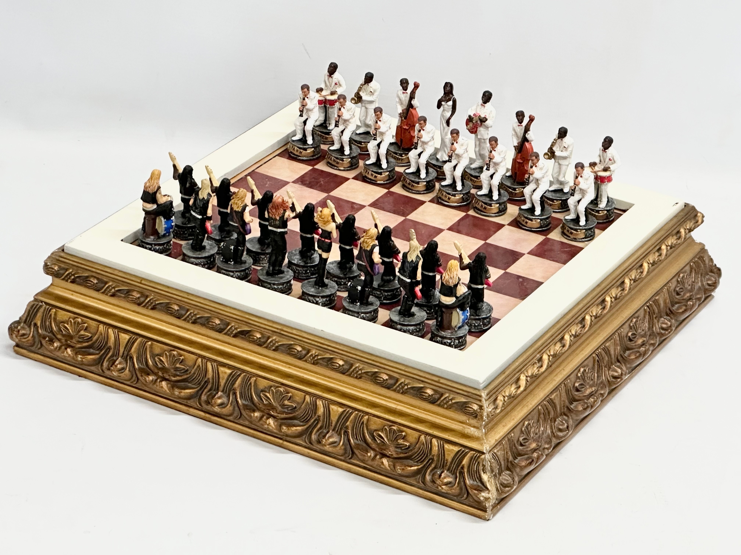 A large ‘Jazz vs Rock’ chess set. Board measures 42x42x10cm - Image 5 of 5