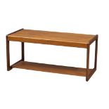 A Mid Century teak 2 tiered coffee table by Myer. 95.5x42.5x42.5cm