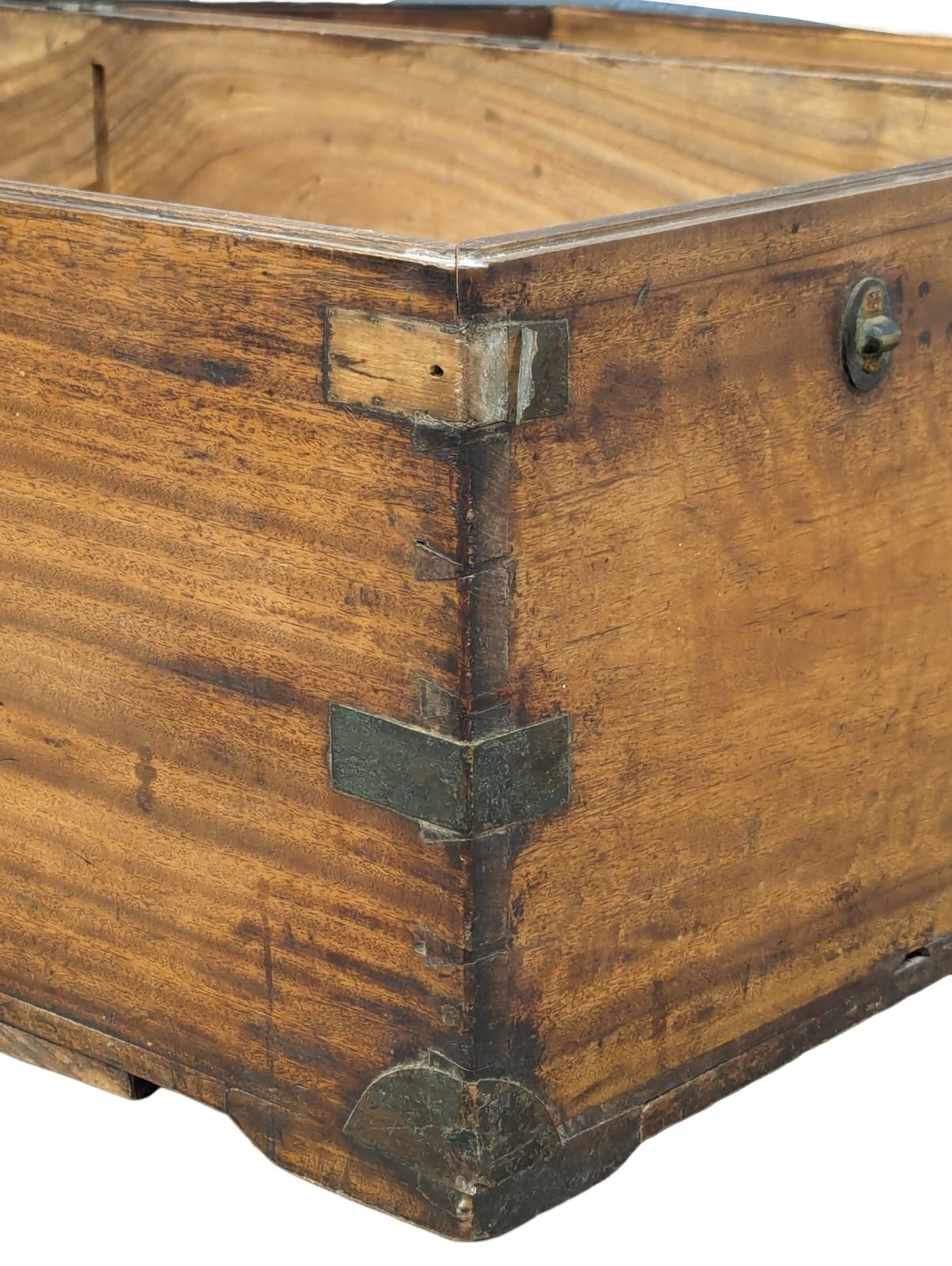 A Mid 19th Century campaign Camphor wood brass bound trunk. 78x47x38cm - Image 5 of 7