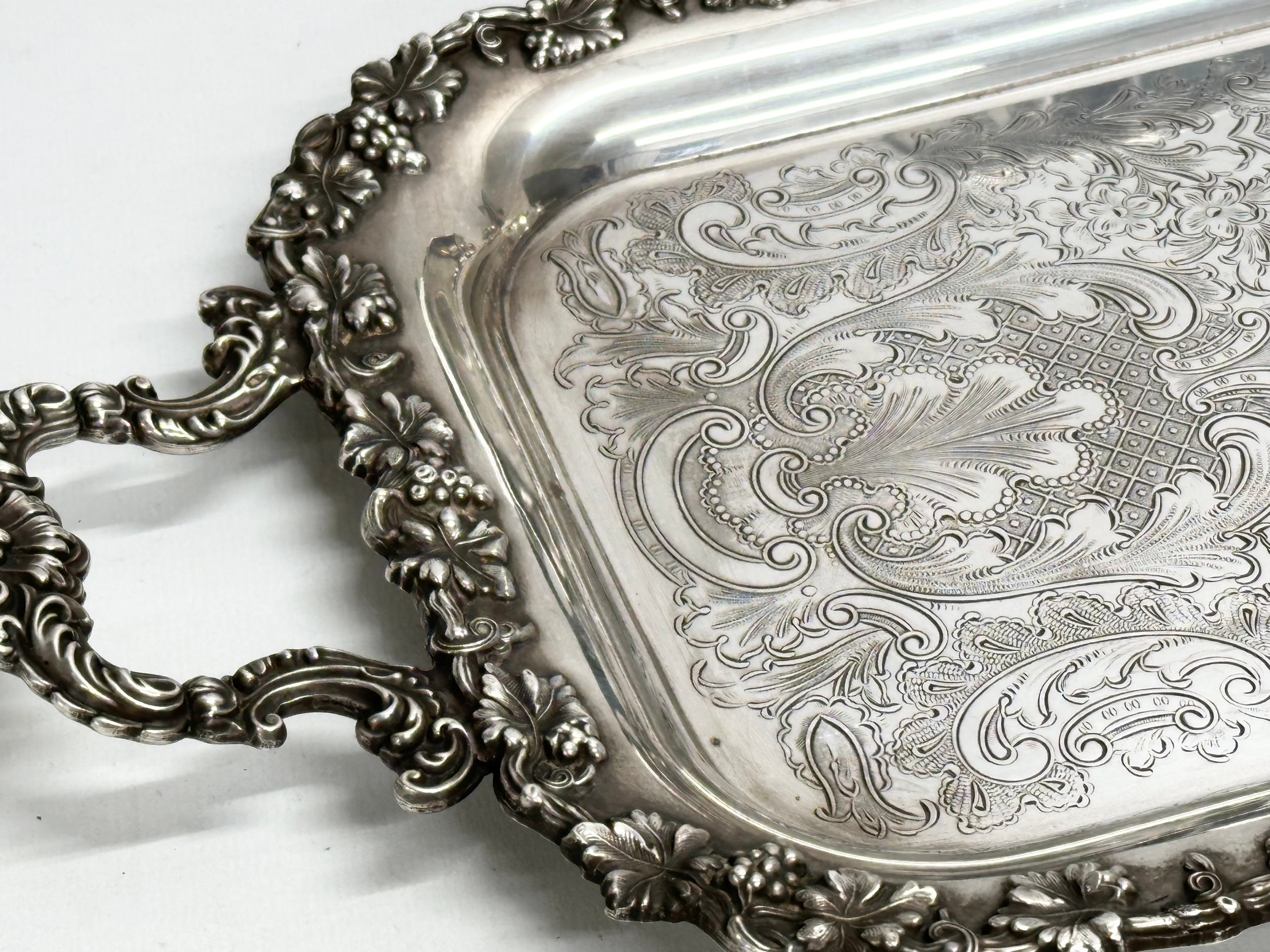 A collection of 19th and Early 20th Century silver plate. A John H Lunn silver plated tray 59cm. A - Image 5 of 6
