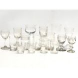 Georgian and Victorian drinking glasses. Victorian etched glass whiskey tumblers/water glasses. 3