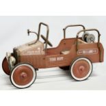 A child’s tin plate fire truck peddle car. 97cm