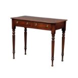 A Victorian mahogany hall table with 2 drawers and turned tapering legs. 88x45x73cm