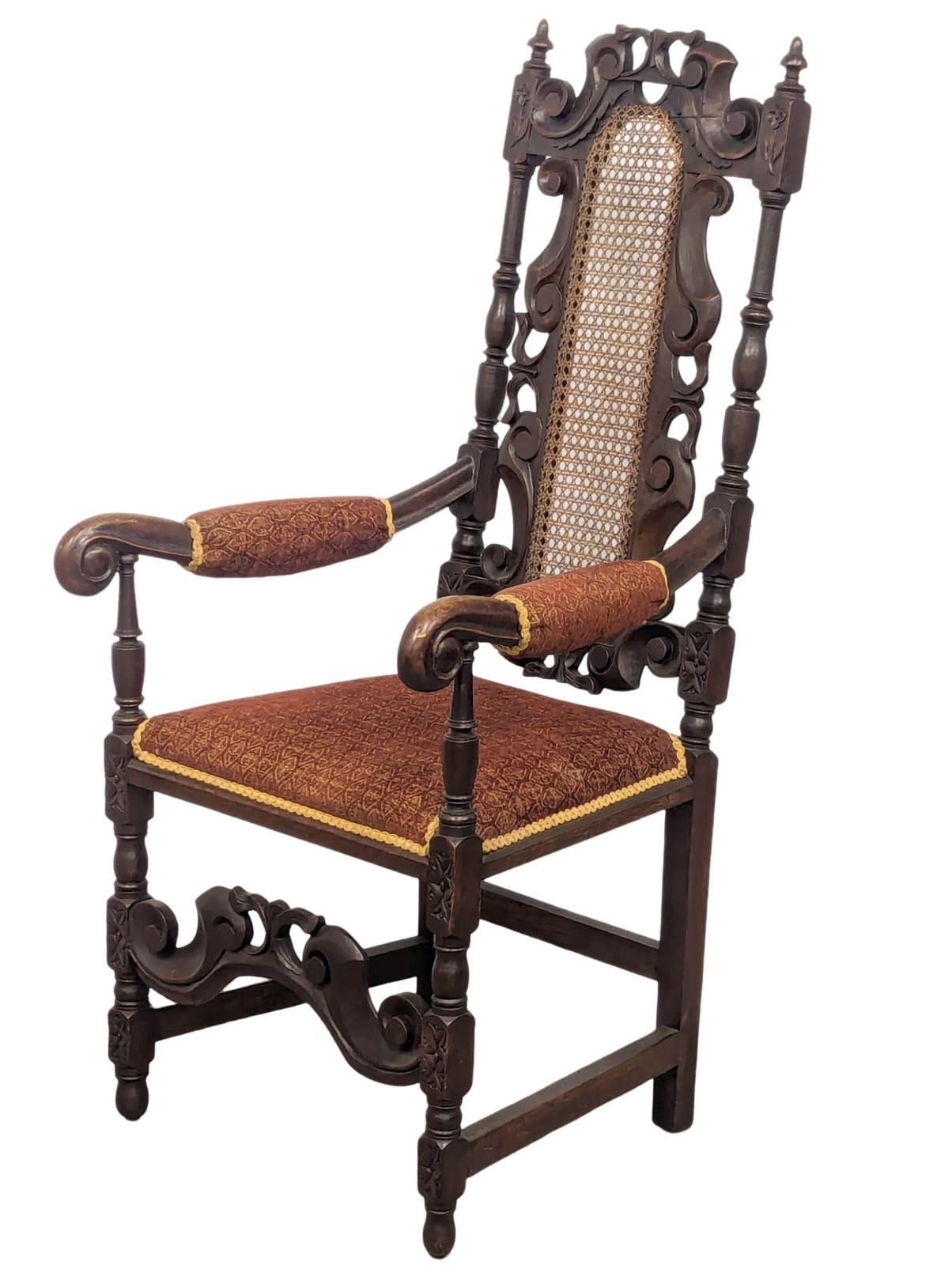 A late 19th Century carved oak armchair in the 17th Century Carolinian style. Circa 1890-1900 - Image 5 of 6