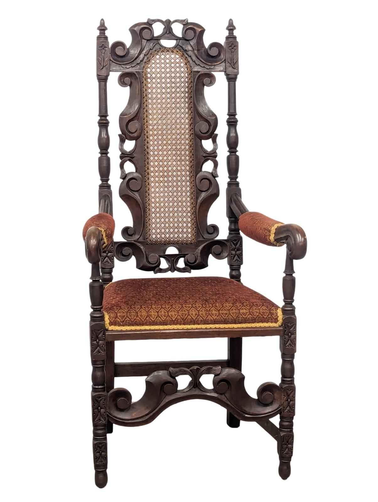 A late 19th Century carved oak armchair in the 17th Century Carolinian style. Circa 1890-1900 - Image 4 of 6