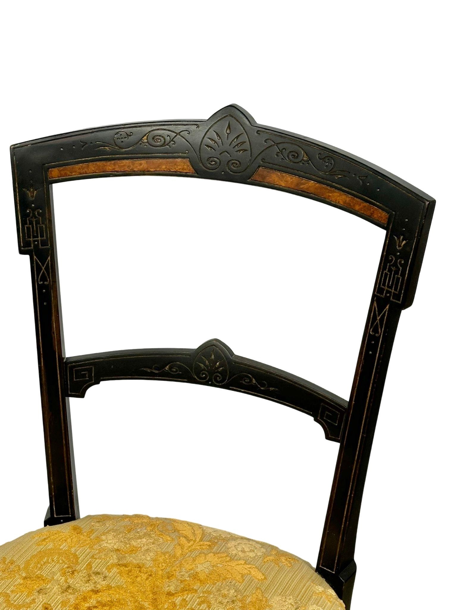 A set of 6 Victorian ebonised dining chairs. Circa 1890. - Image 4 of 4