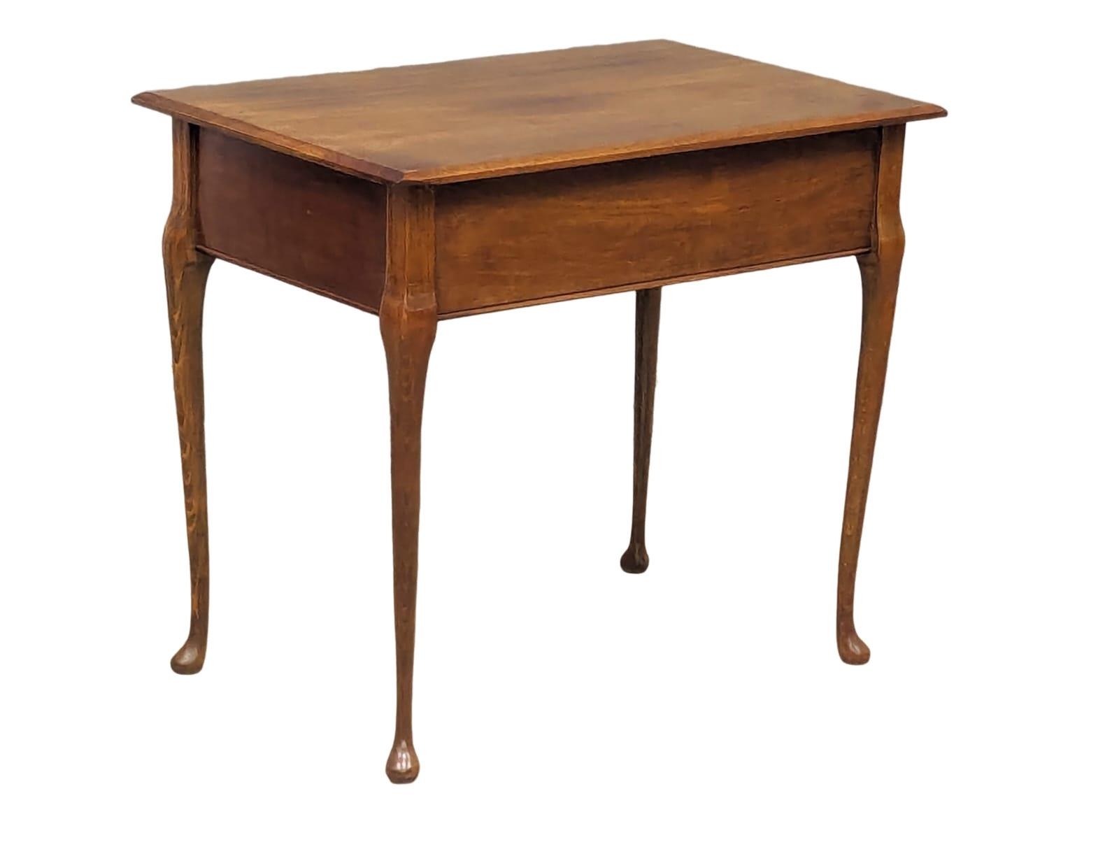 A small mahogany & beech side table with drawer on cabriole legs, 59cm x 39cm x 52cm - Image 5 of 5