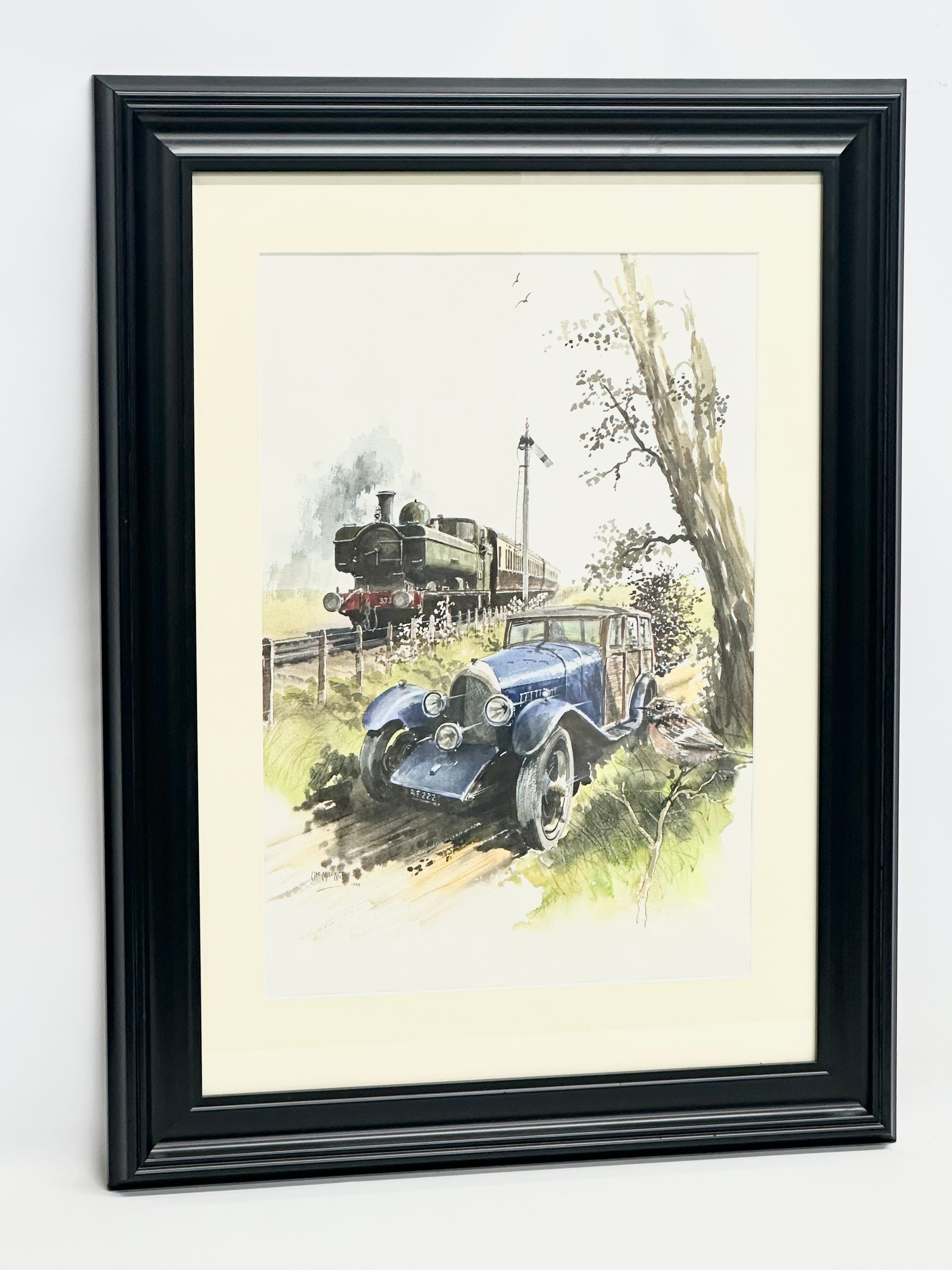 A large watercolour drawing by Vic Millington. 1988. 39x56cm. Frame 63x84cm