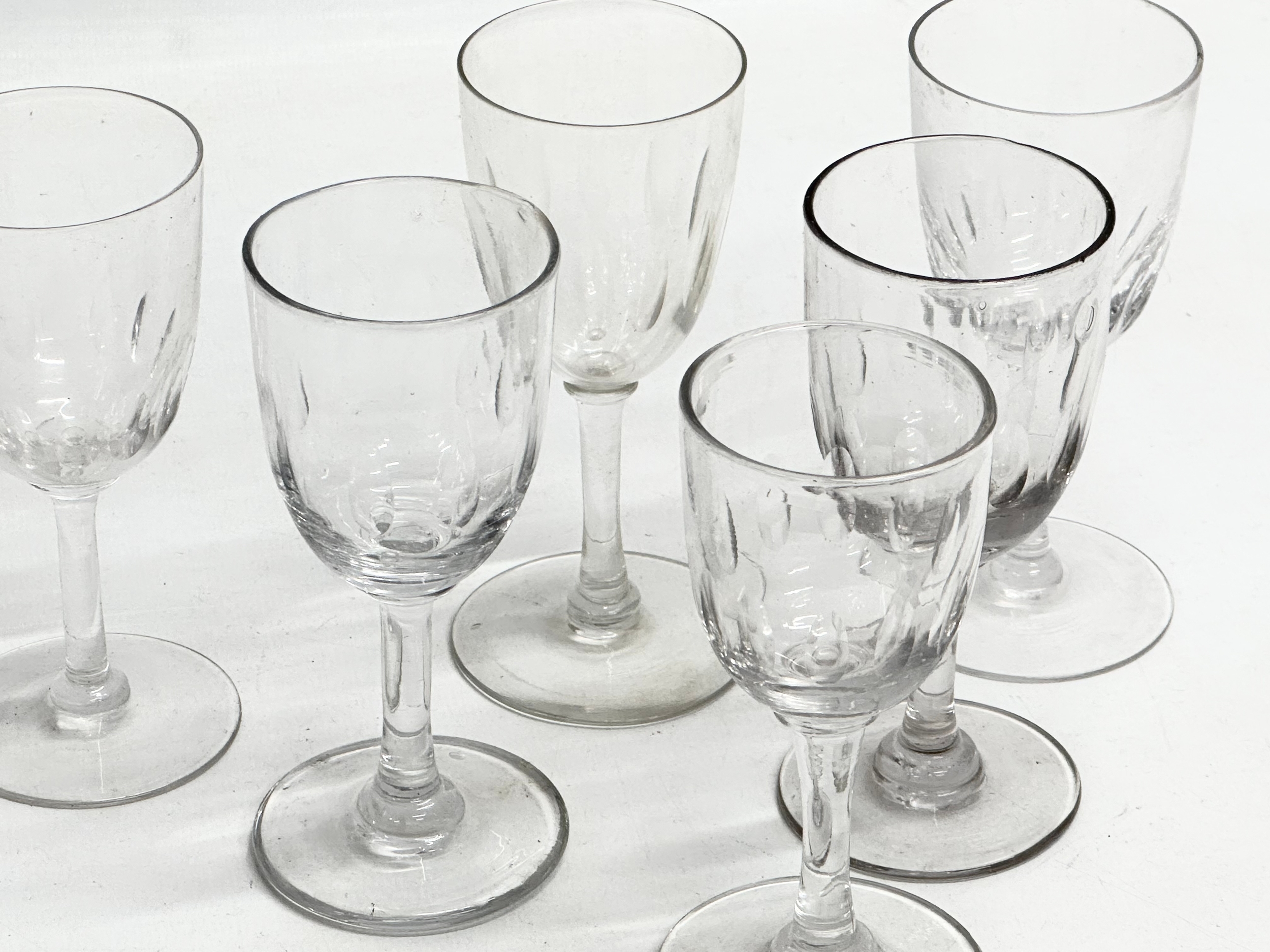 A set of 6 Mid 19th Century Victorian lens slice cut Port glasses. Circa 1850-1870. 11.5cm, 12cm. - Image 2 of 4