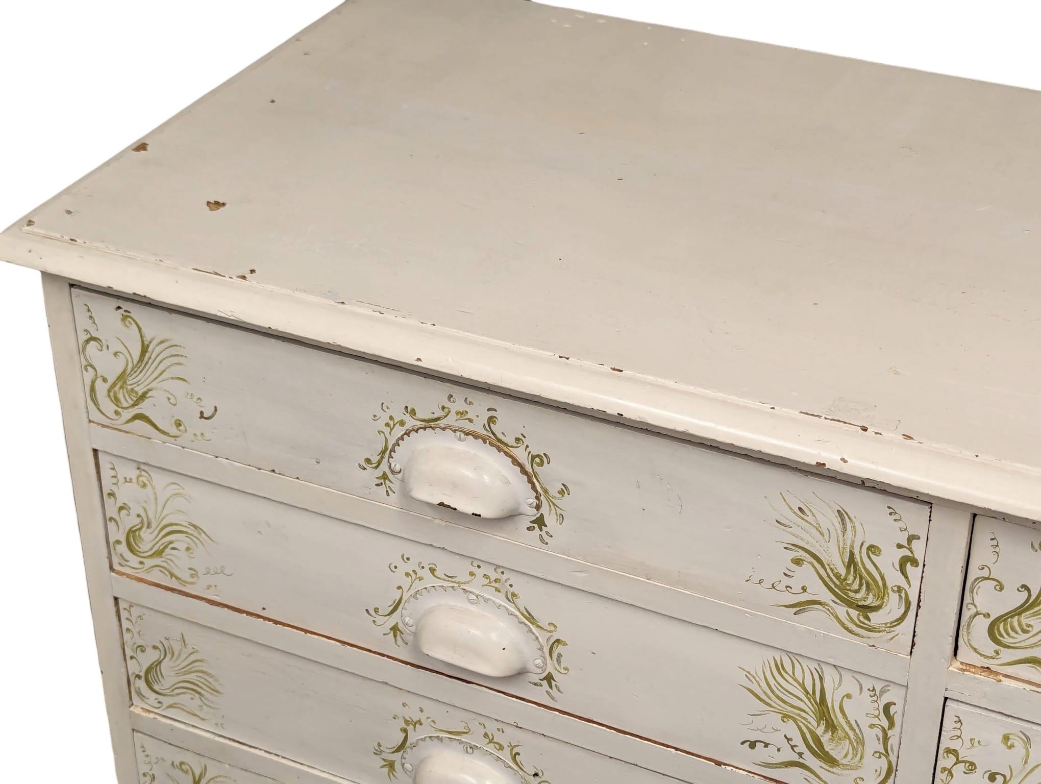 A large Late 19th Century painted pine multi drawer chest. Circa 1900. 122x50x102cm - Image 8 of 8