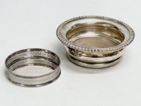 2 silver plated coasters. 17.5x6cm