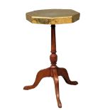 A brass top pedestal wine table. 53.5cm