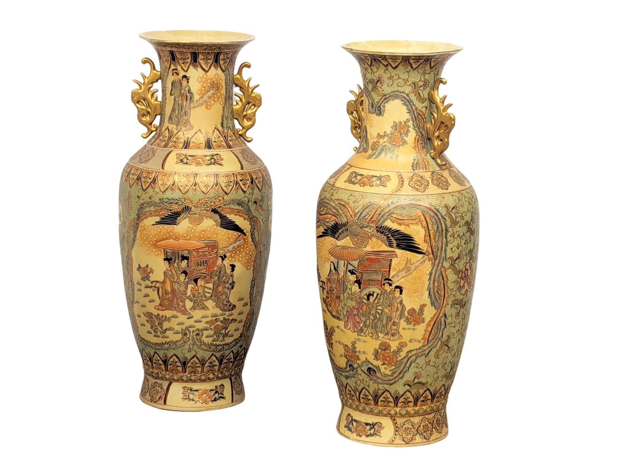 A pair of large Chinese pottery decorative vases. 82cm - Image 4 of 6