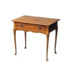 A small mahogany & beech side table with drawer on cabriole legs, 59cm x 39cm x 52cm