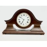 An Edwardian inlaid mahogany mantle clock. 28x9x17cm