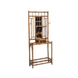 A Victorian bamboo hall stand with a bamboo 2 tiered side table. Hall stand measures 80cm x 28cm x