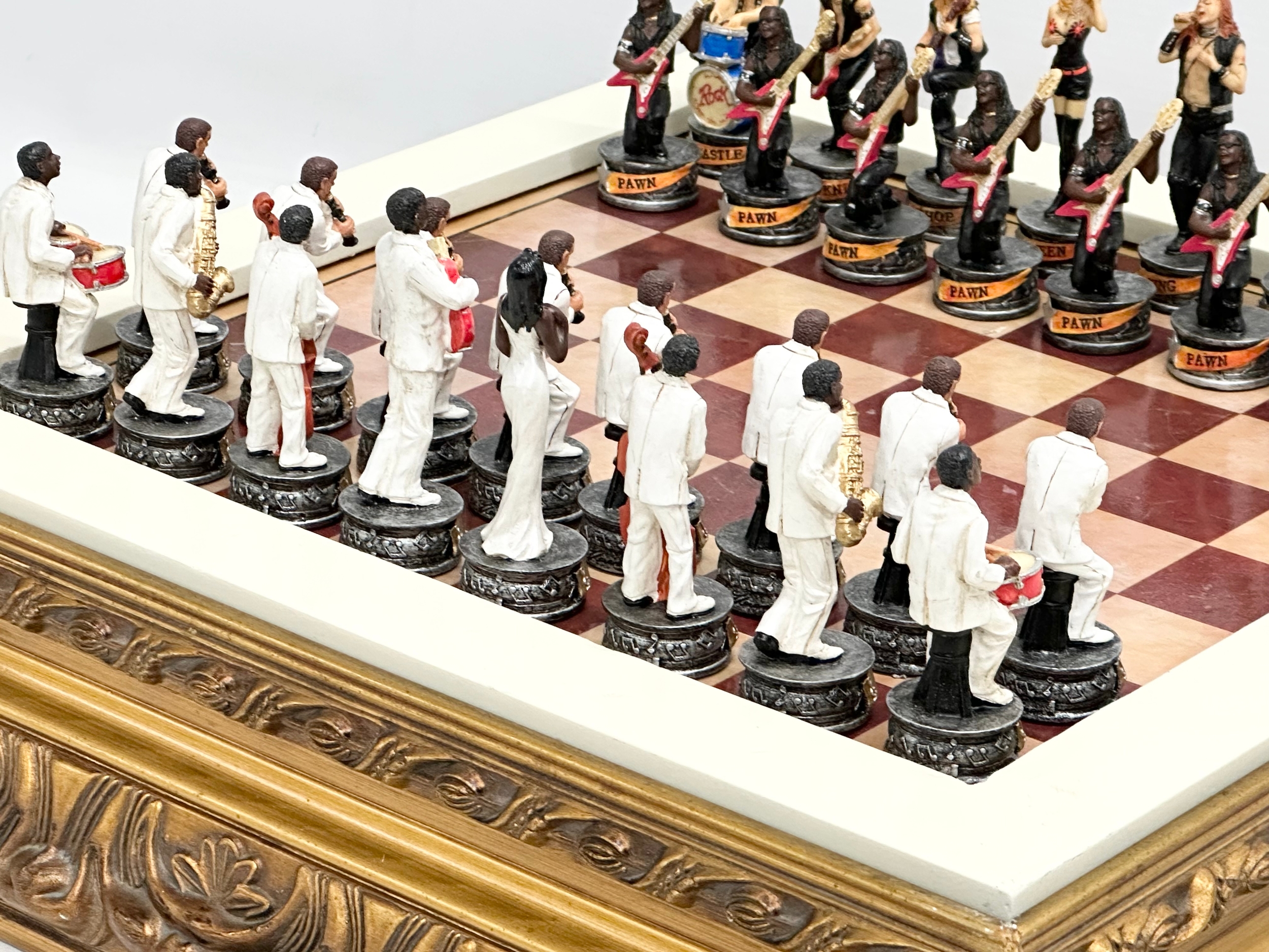 A large ‘Jazz vs Rock’ chess set. Board measures 42x42x10cm - Image 3 of 5