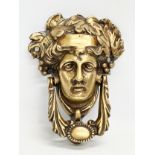 A Late 19th Century Victorian brass ‘Dionysus’ door knocker. 18cm