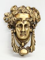 A Late 19th Century Victorian brass ‘Dionysus’ door knocker. 18cm