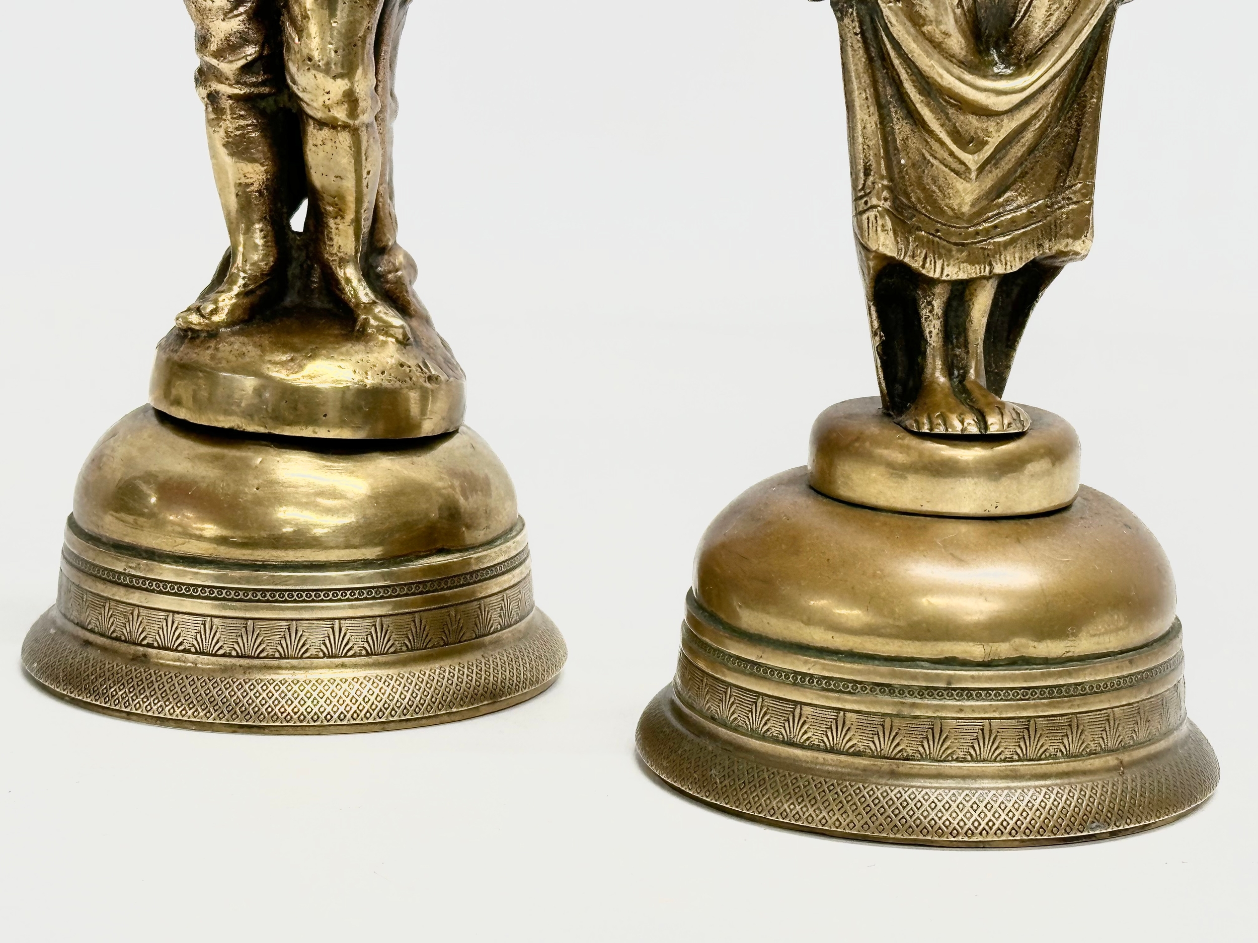 A pair of Late 19th Century brass figurines. 22cm - Image 6 of 7