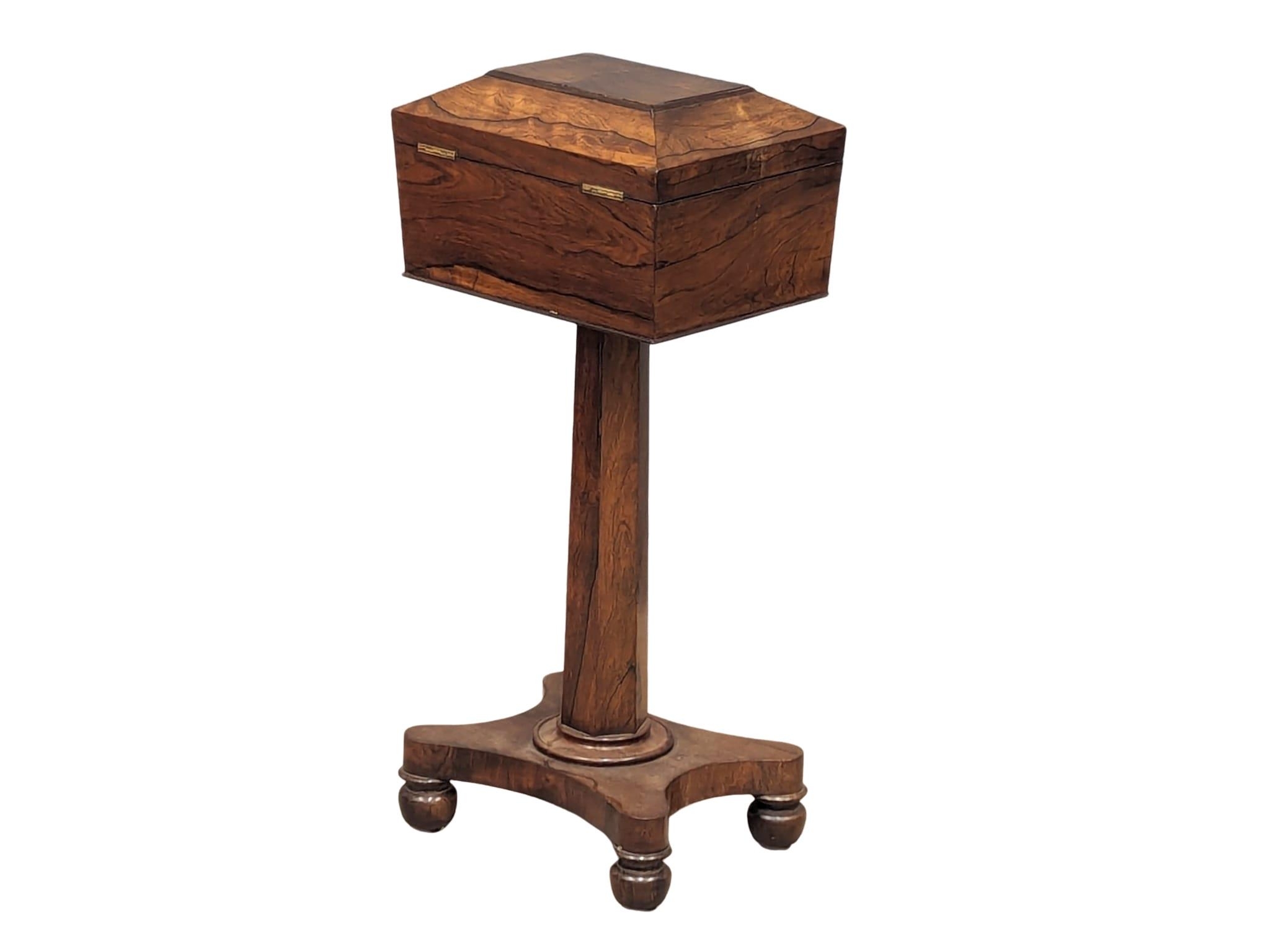 A William IV rosewood pedestal teapoy. Circa 1830. 35.5x27.5x81.5cm - Image 2 of 5