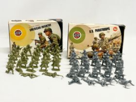 2 boxes of vintage Airfix WWII soldiers. Airfix Military Series U.S Paratroops, 30 pieces. Airfix