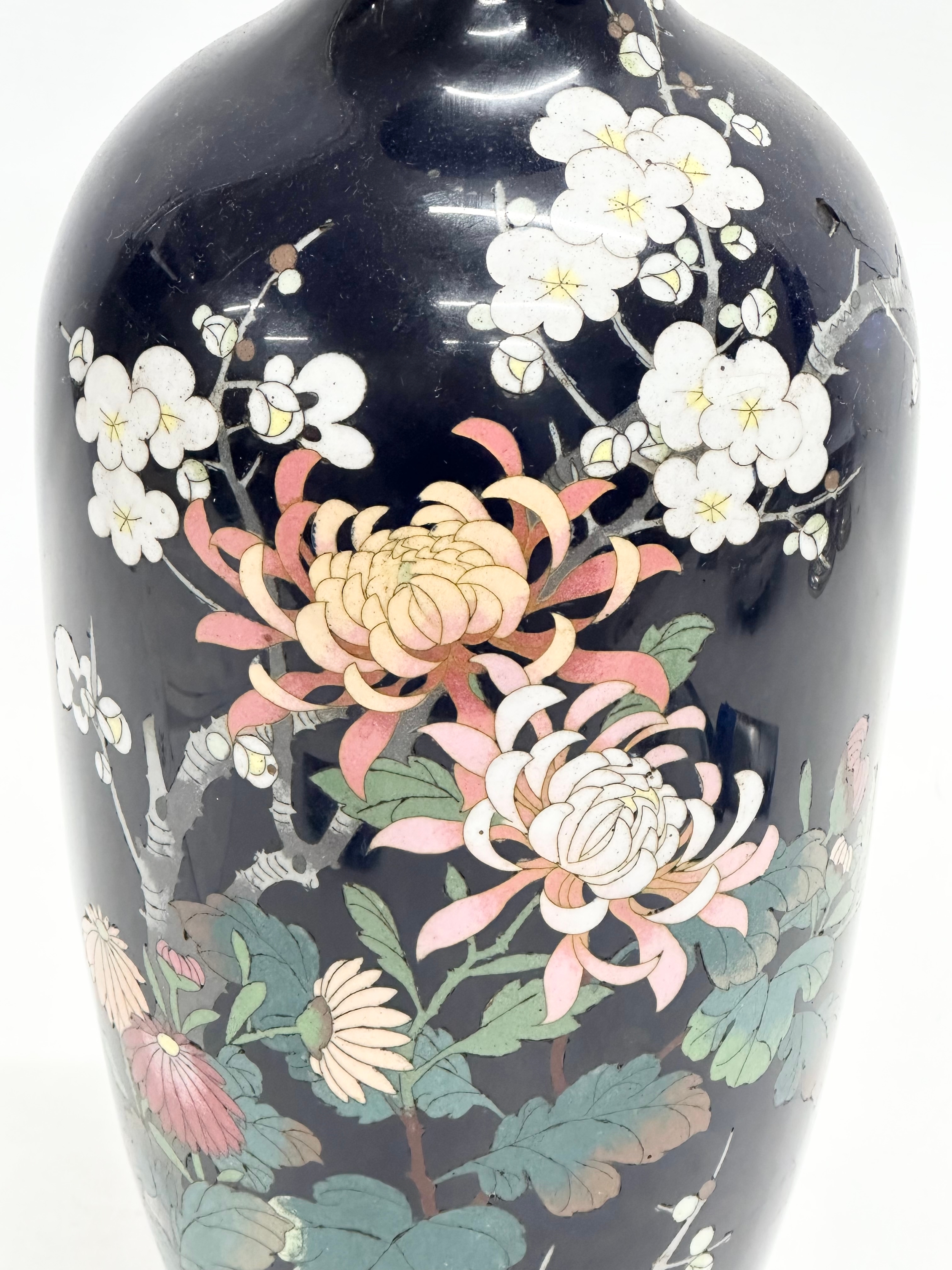 A large Late 19th Century Japanese Cloisonné enamel vase. 36cm - Image 3 of 7