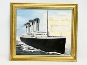 An oil painting on canvas by Bertie Pennie. Harland & Wolff Titanic. 60x50cm. Frame 73x63cm